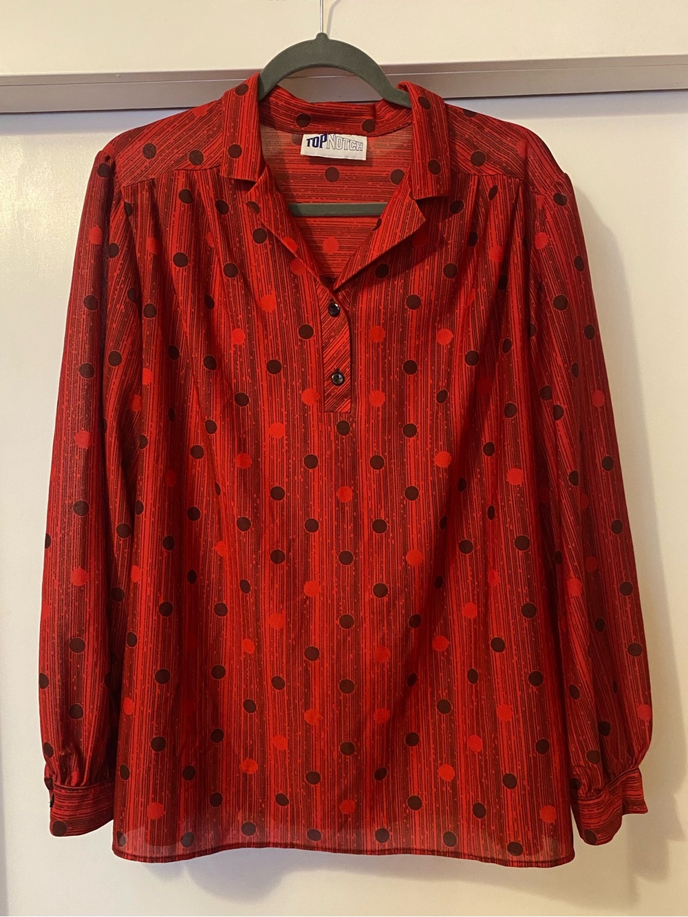 True vintage plus size blouse red polka dot